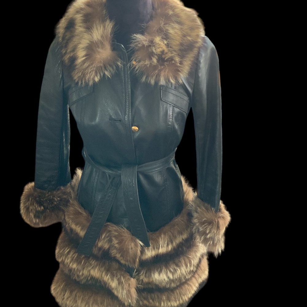 Vintage leather and fur coat